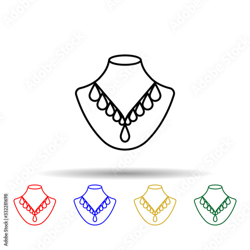 Necklace multi color icon. Simple thin line, outline vector of jewelry icons for ui and ux, website or mobile application