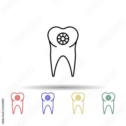 Tooth multi color icon. Simple thin line, outline vector of jewelry icons for ui and ux, website or mobile application
