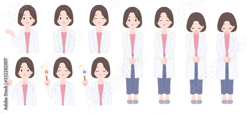 女性医師のポーズセット
