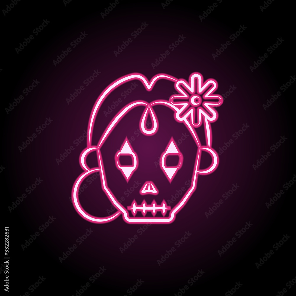 Catrina neon icon. Simple thin line, outline vector of dia de muertos icons for ui and ux, website or mobile application Catrina neon icon. Simple thin line, outline vector of dia de muertos icons for ui and ux, website or mobile application