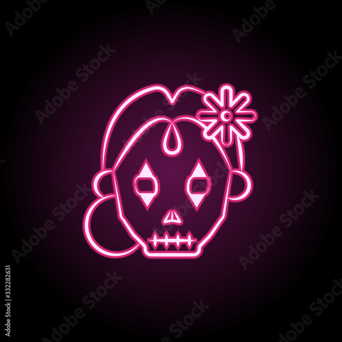 Catrina neon icon. Simple thin line, outline vector of dia de muertos icons for ui and ux, website or mobile application