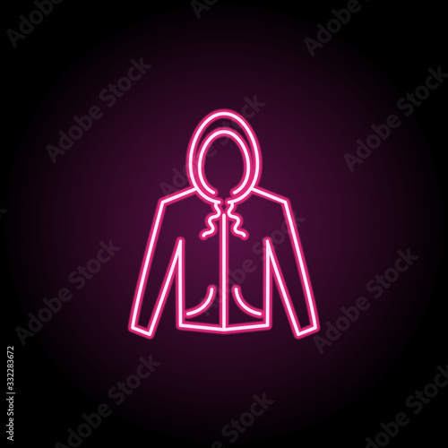 Jacket, hoodie clothes dress neon icon. Simple thin line, outline vector of clothes icons for ui and ux, website or mobile application