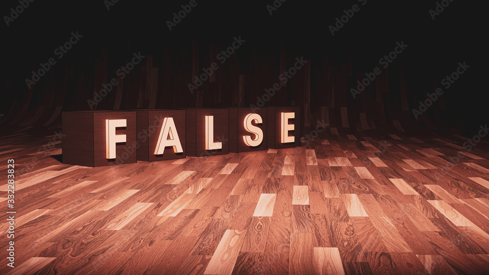 Fototapeta premium False glowing blocks on a wooden floor, room for text