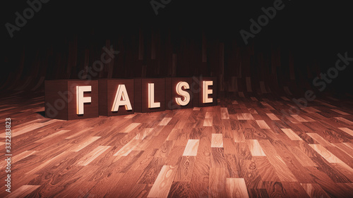 False glowing blocks on a wooden floor, room for text