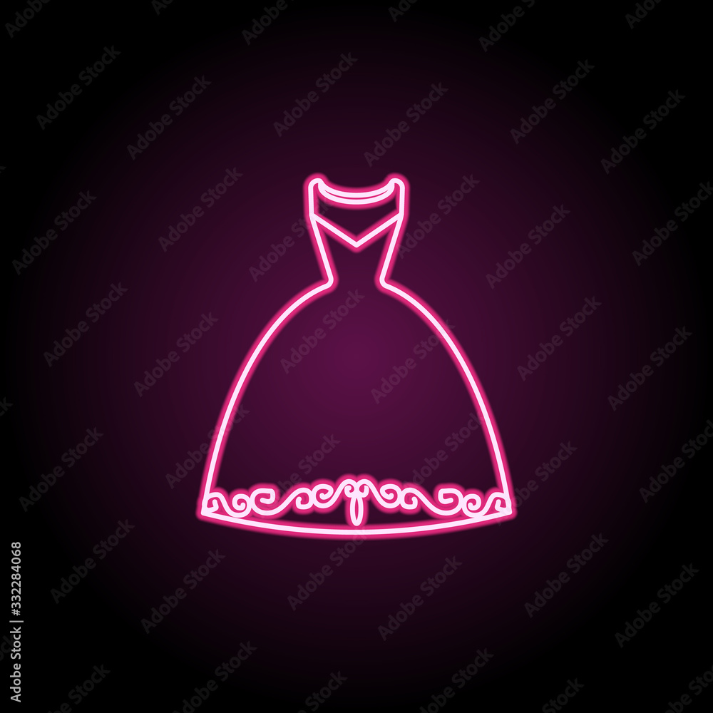 Wedding dresses, clothes neon icon. Simple thin line, outline vector of clothes icons for ui and ux, website or mobile application Wedding dresses, clothes neon icon. Simple thin line, outline vector of clothes icons for ui and ux, website or mobile application