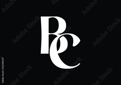 Elegant monogram B C logo design on black background