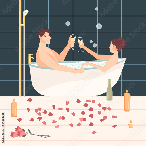 Lovers in bathtube