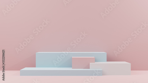 3d rendering background. Pastel color blocks with studio lighting. Element for business advertising. Creative layout 3d render background scene. Simple modern color and design. Product podium.