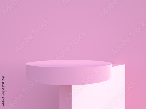 3d render of absttact stand in pink background photo