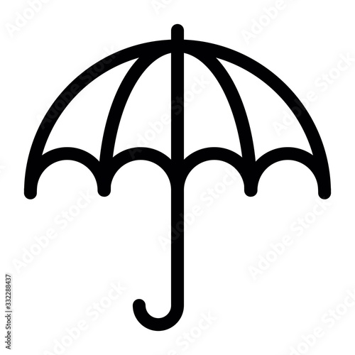 Rain umbrella icon in line style. Protection, shield symbol. Parasol sign. photo