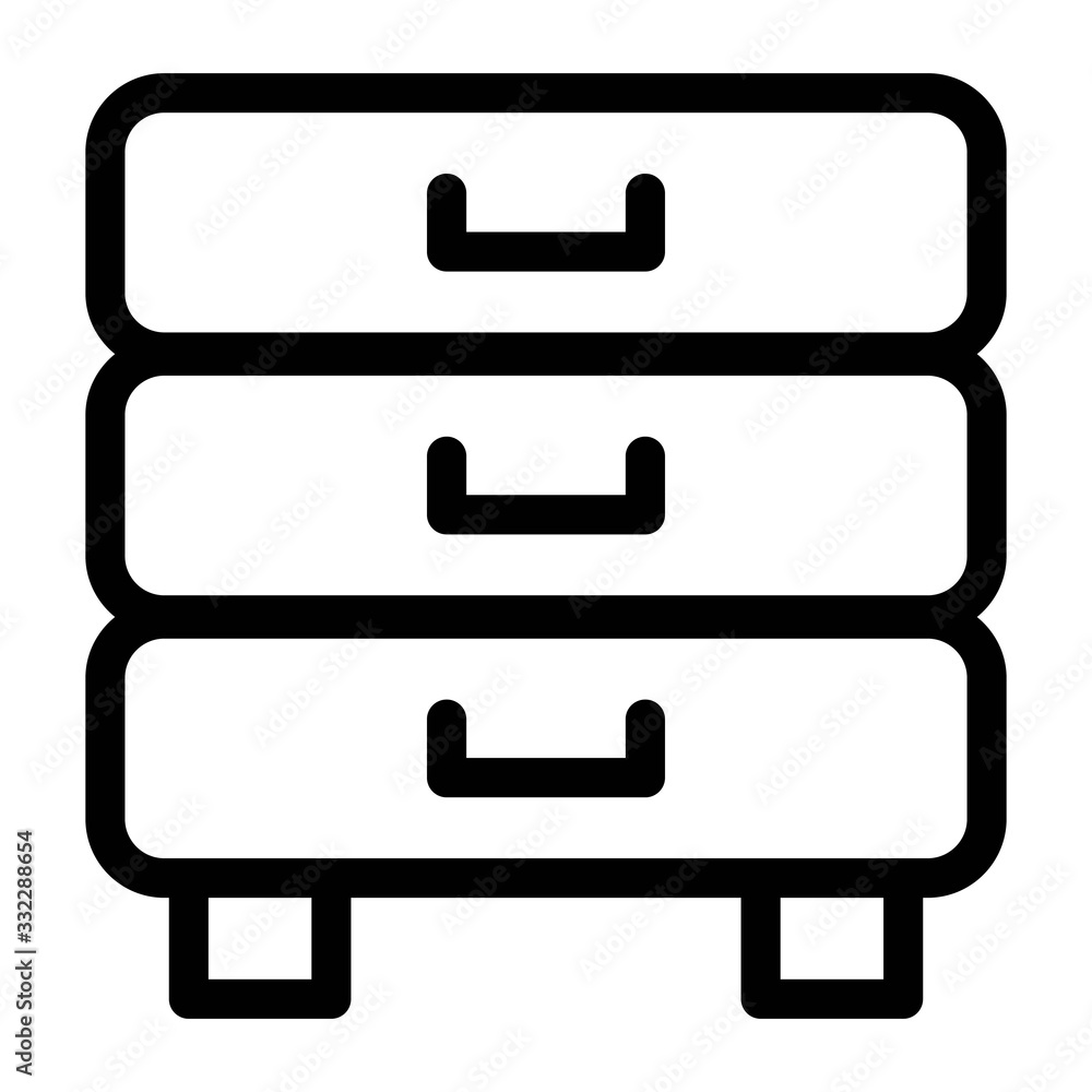 Chest of drawers icon in line style. Chest of drawers icon in line style.