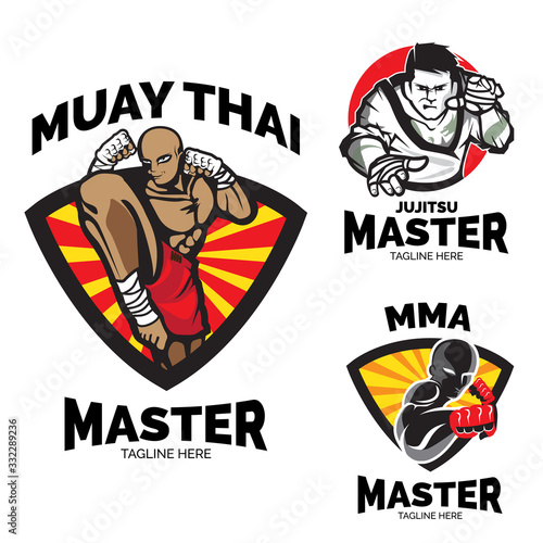 Martial art master theme. logo set