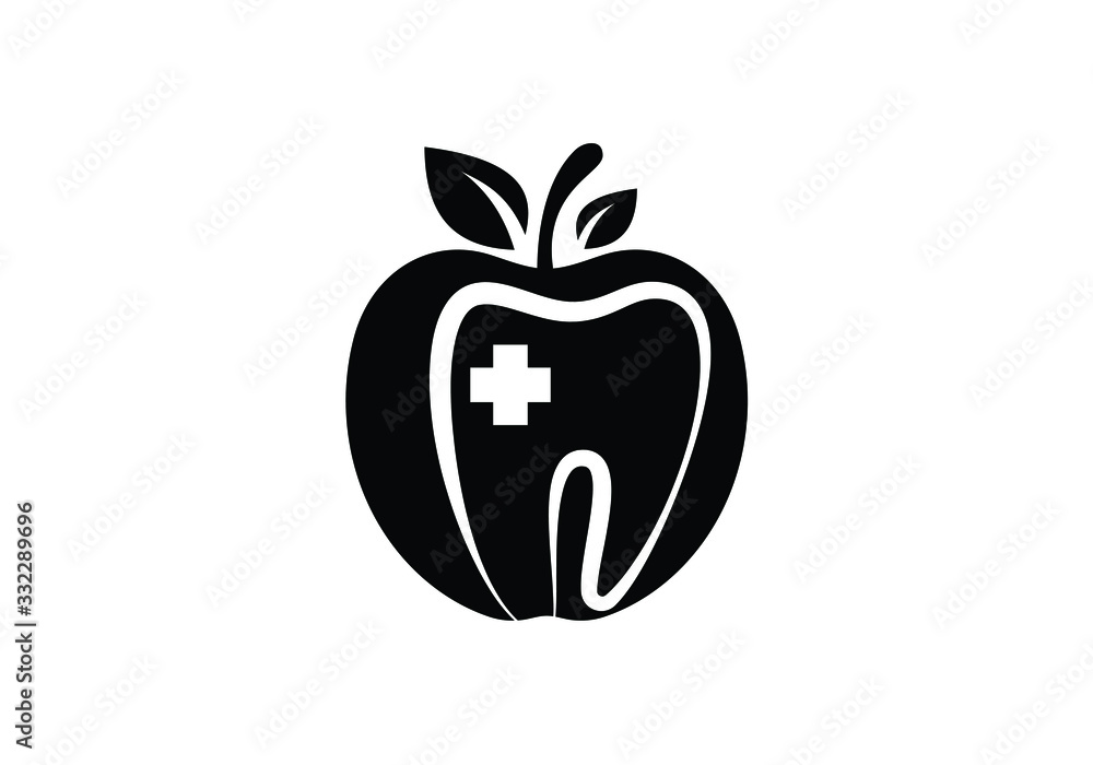 Dental Health Symbol Apple and Tooth Graphic for Dental Clinics, Health and Wellness Practices Logo Dental Health Symbol Apple and Tooth Graphic for Dental Clinics, Health and Wellness Practices Logo