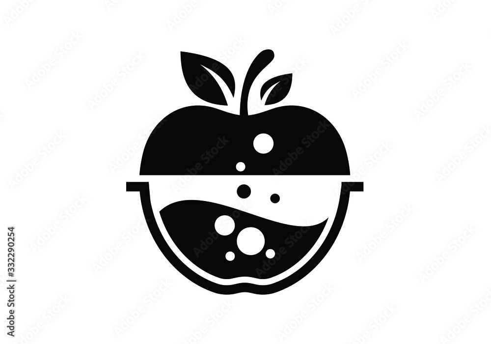 Obraz premium Stylized Apple Illustration Displaying Juices and Natural Elements of a Fresh Beverage Concept Design