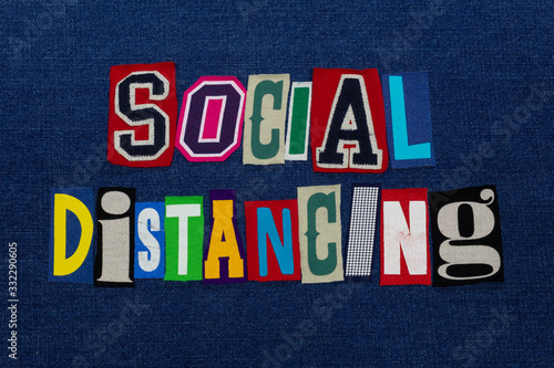 Photography SOCIAL DISTANCING Coronavirus COVID-19 symptom, text word collage, worldwide pan