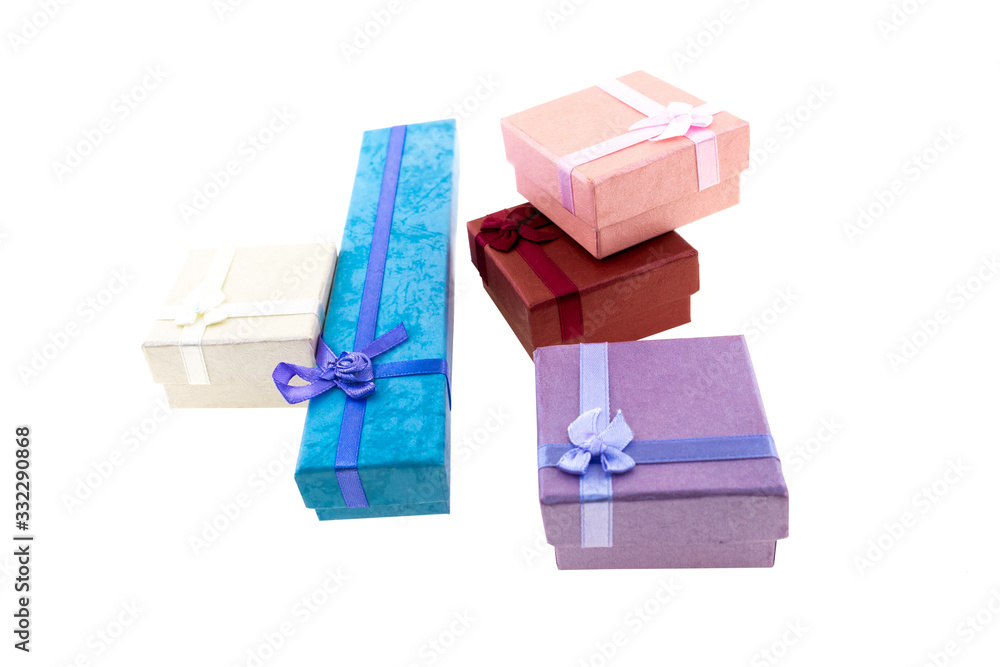 long giftbox blue lilac pink square gift surprise white background long giftbox blue lilac pink square gift surprise white background