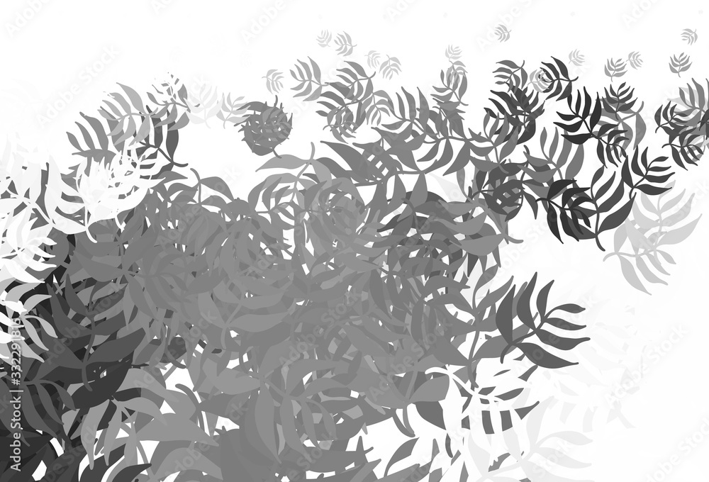 Fototapeta premium Light Gray vector doodle pattern with leaves.