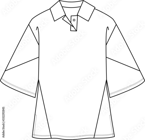 polo shirt. Fashion Flat Sketch, apparel template