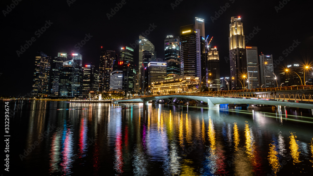 Singapore skyline at night