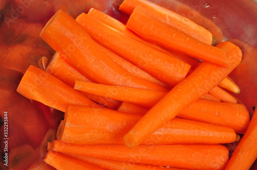 Peeled carrots in a bowl