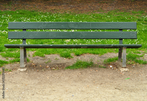 Green bench in a park