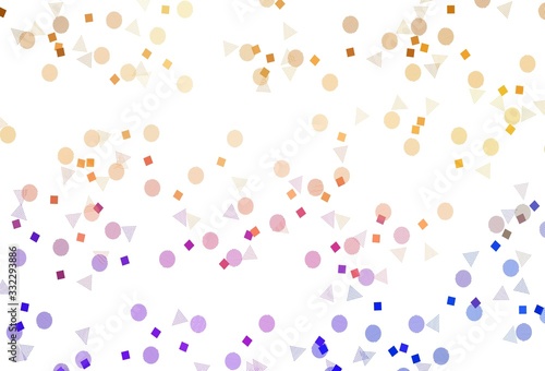 Light Blue, Yellow vector background with triangles, circles, cubes.