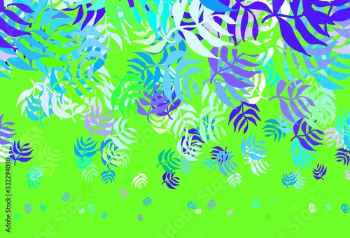 Light Blue  Green vector abstract design with leaves.