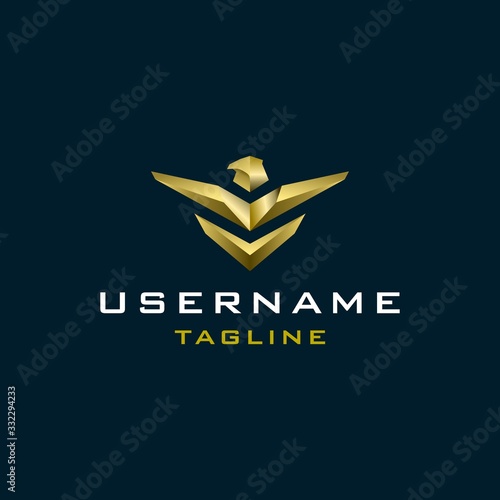 golden hawk logo design inspiration . eagle masculin icon . golden bird logo design inspiration . metal 3d bird logo design template