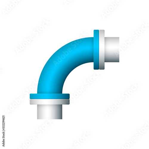 Pipe vector icon. Made from steel or metal connection by flange fitting fixing by screw and bolt. Part for pipeline construction to transport oil and gas in industry, water in plumbing and irrigation.