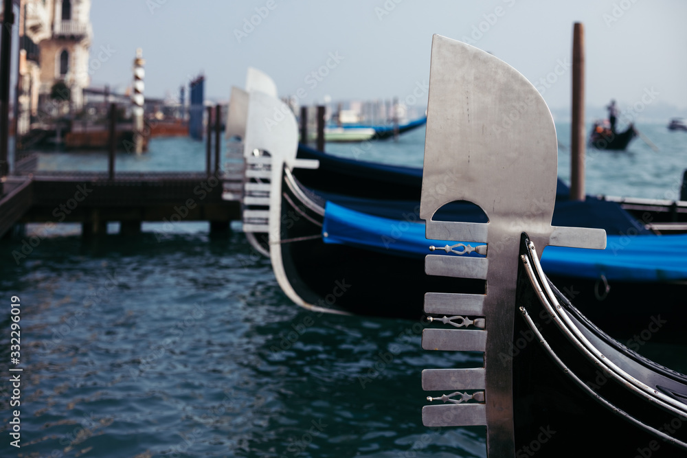 View of gondolas in Venice, Italy