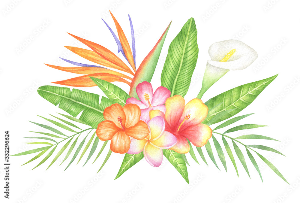 Fototapeta premium Watercolor Tropical Bouquet
