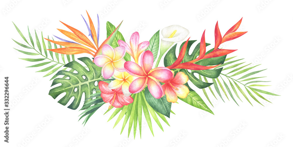 Watercolor Tropical Bouquet Watercolor Tropical Bouquet