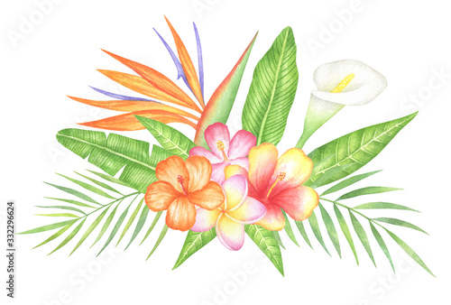 Watercolor Tropical Bouquet