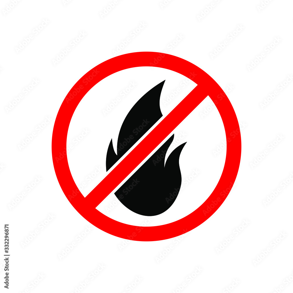 No fire flame sign isolated on white background. Vector illustration No fire flame sign isolated on white background. Vector illustration