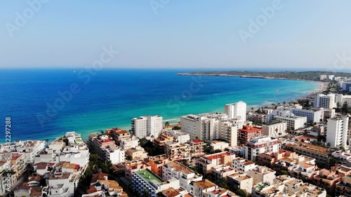 Aerial drone flyover Palma Mallorca island, Spain , panoramic view photo