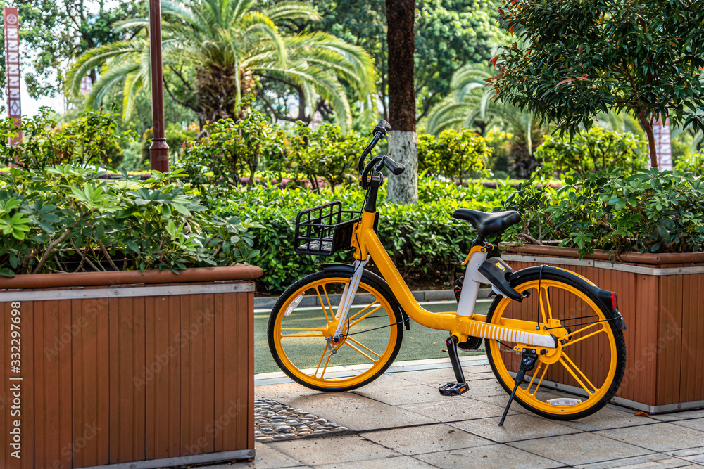 Beautiful bike on the road side, bike-sharing