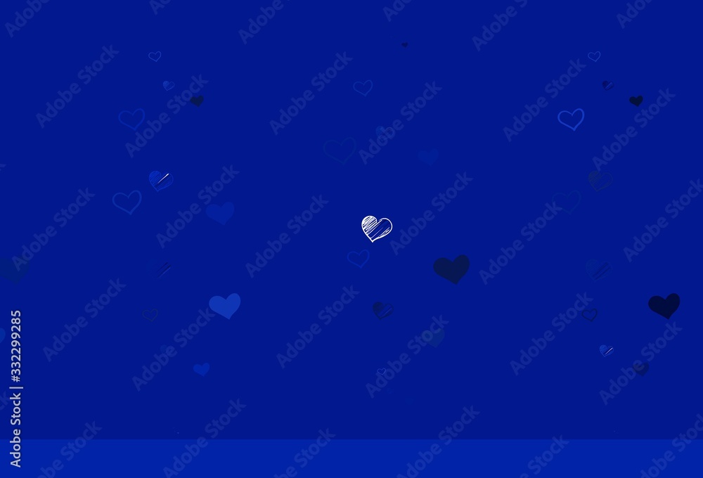 Light BLUE vector backdrop with sweet hearts.