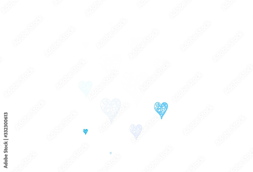Light BLUE vector texture with lovely hearts. Light BLUE vector texture with lovely hearts.