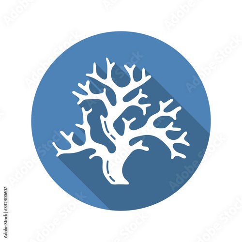 Coral Circle Icon Flat with long Shadow.