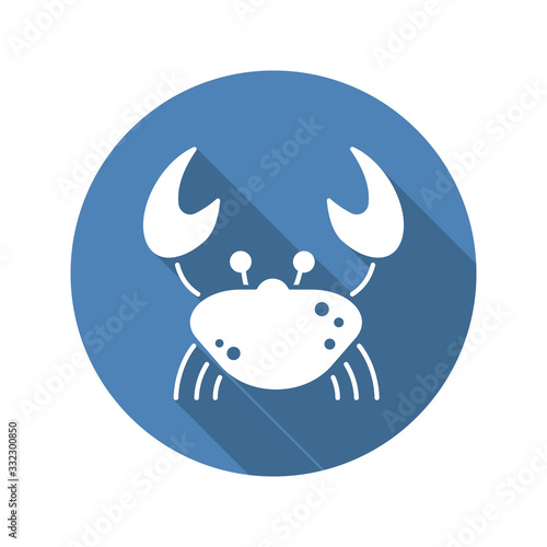 Crab Circle Icon Flat with long Shadow.