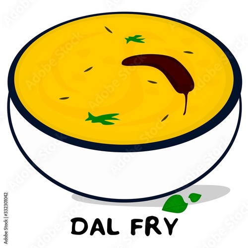 Dal fry indian Punjabi food Vector
