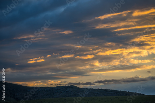 Dramatic vibrant sunset scenery in Three Forks, Montana