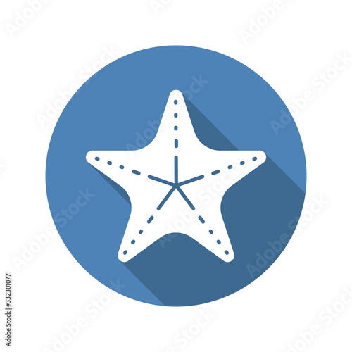 Starfish Circle Icon Flat with long Shadow. 
