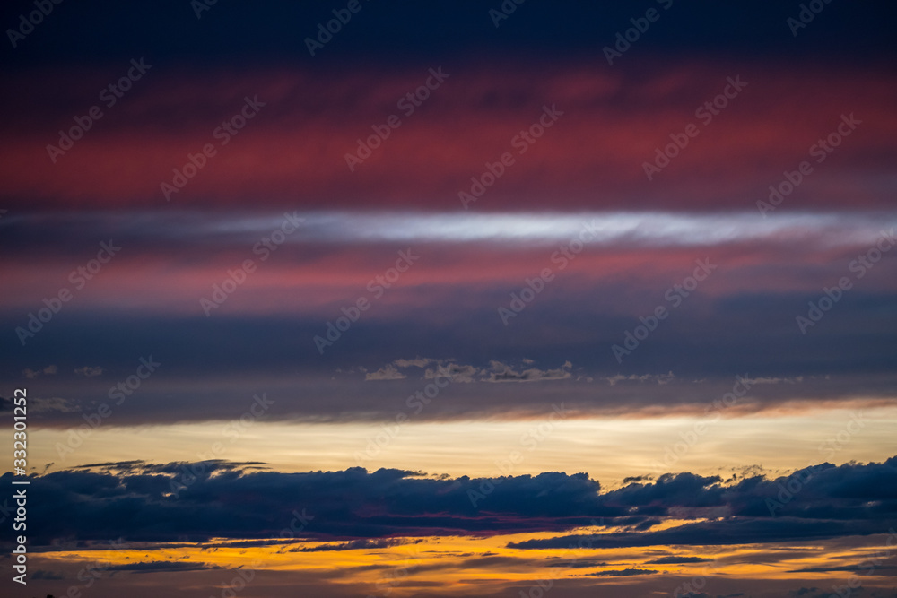 Dramatic vibrant sunset scenery in White Sulphur Springs, Montana