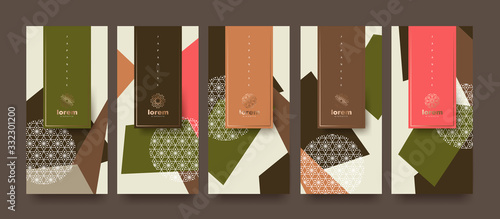 Vector set packaging templates japanese of nature luxury or premium products.logo design with trendy linear style.voucher, flyer, brochure.Menu book cover japan style vector illustration.