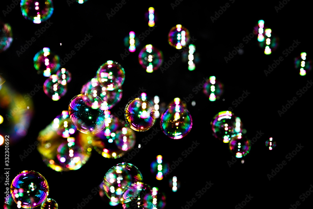 Close up of soap bubbles