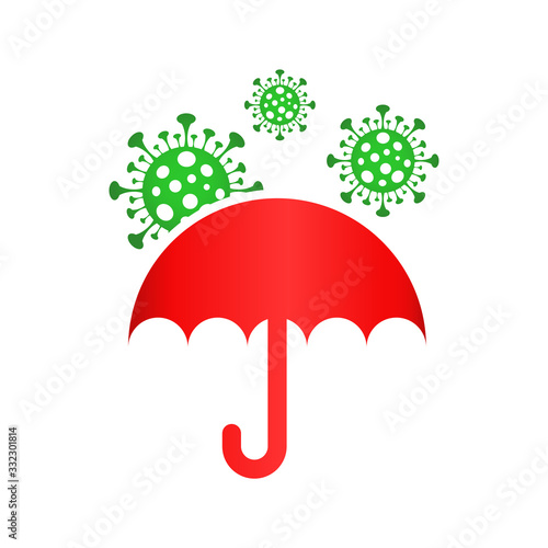 umbrella safe from COVID-19 vector icon design style on white background, prevention from Coronavirus epidemic icon