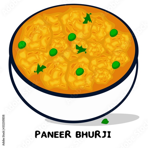Paneer bhurji indian Punjabi food Vector