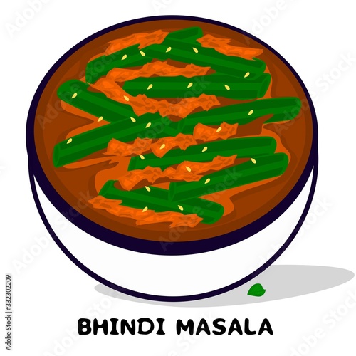 Bhindi masala indian Punjabi food Vector