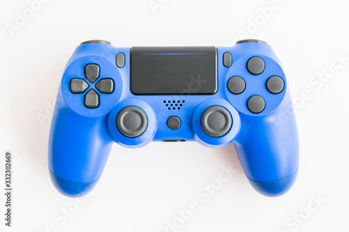 A joystick controller on isolated background, blue colored